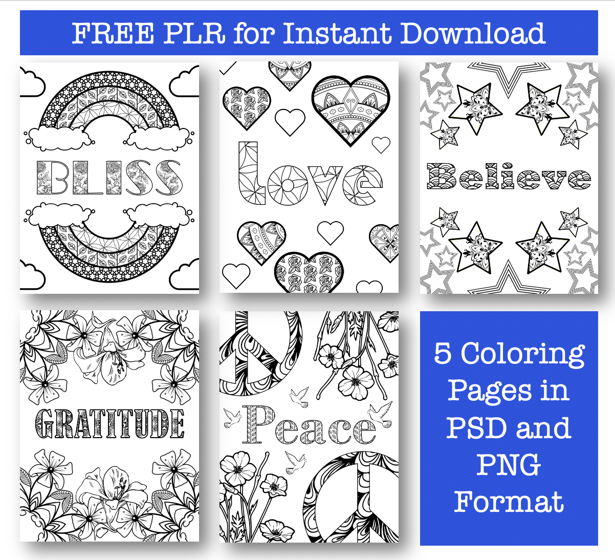 5 Free PLR Coloring Pages