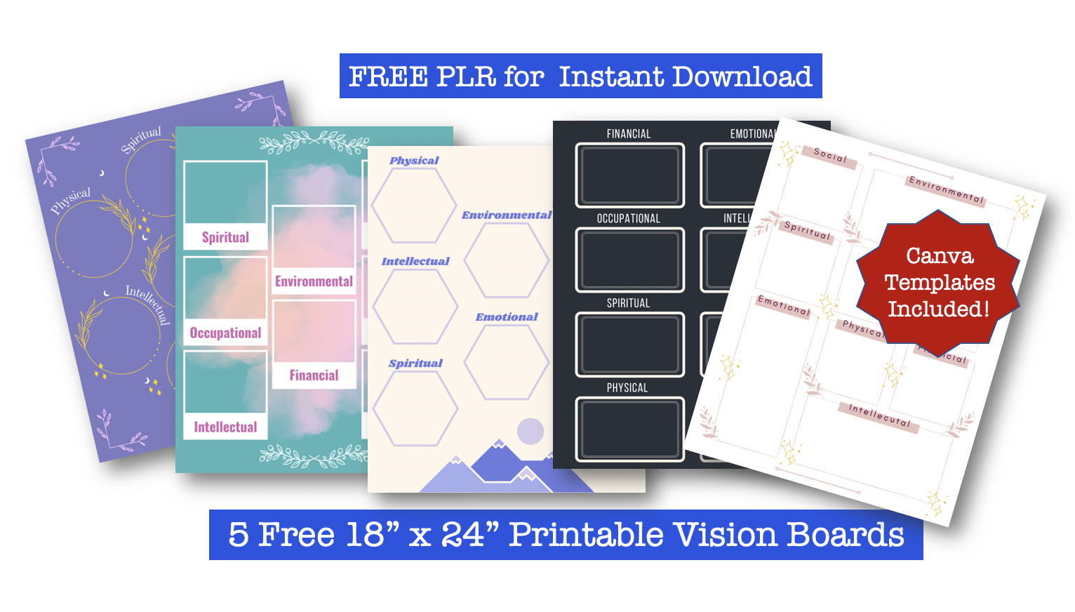 5 Free Printable PLR Vision Boards