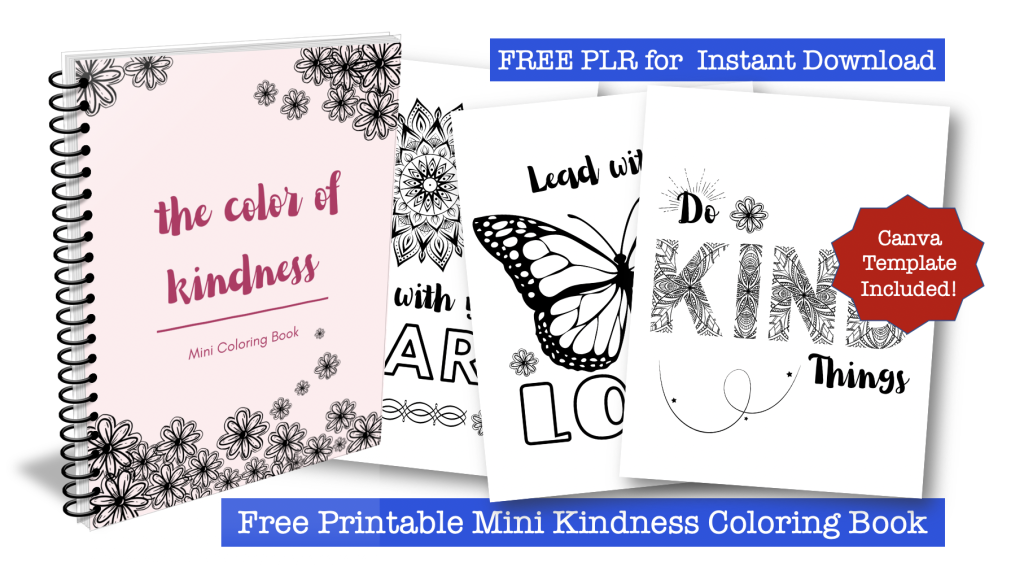 Free PLR Coloring Book Mini Kindness Coloring Book Canva Templates