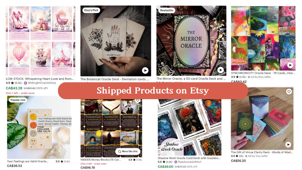 Shipped Physical Oracle Card Products on Etsy 